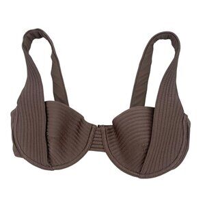 Devon Windsor Size XL Rue Top Bikini Taupe Brown Satin Swim Top